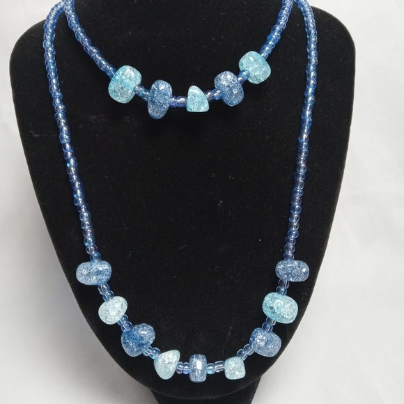 Hand Crafted Jewelry - Hand Crafted Blue Beaded Necklace
